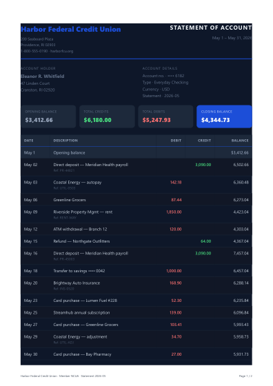 Account statement (dark)