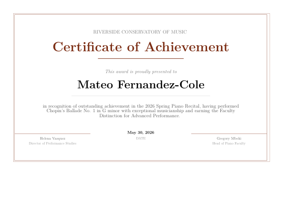 Award certificate