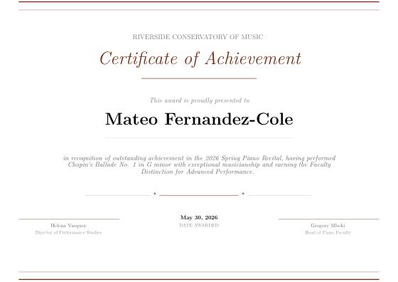 Award certificate (classic)