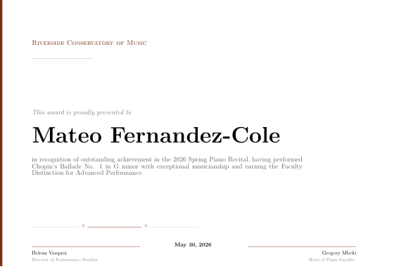 Award certificate (minimal)