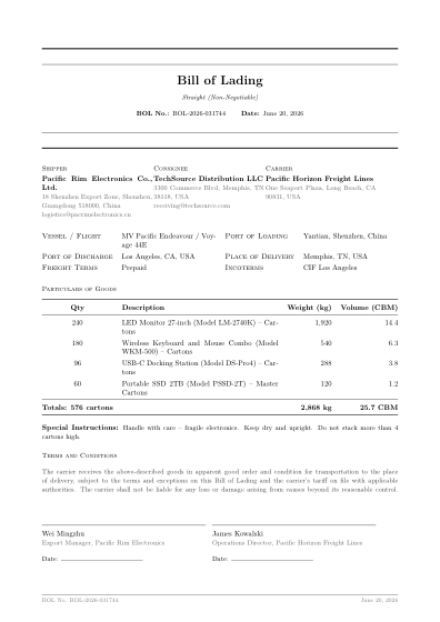 Bill of lading (formal)