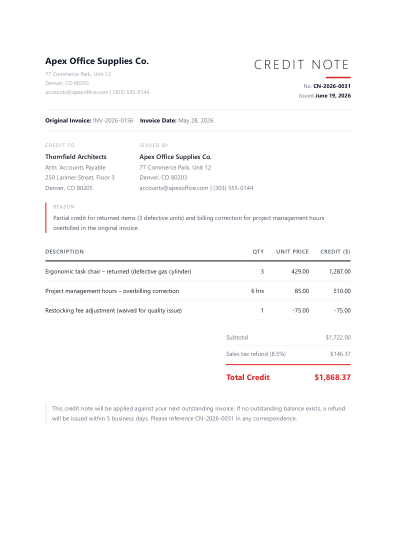 Credit note (minimal)