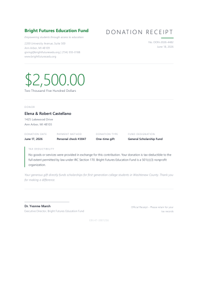Donation receipt (minimal)