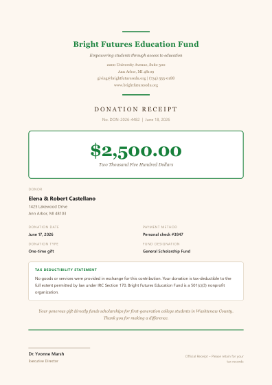 Donation receipt (warm)
