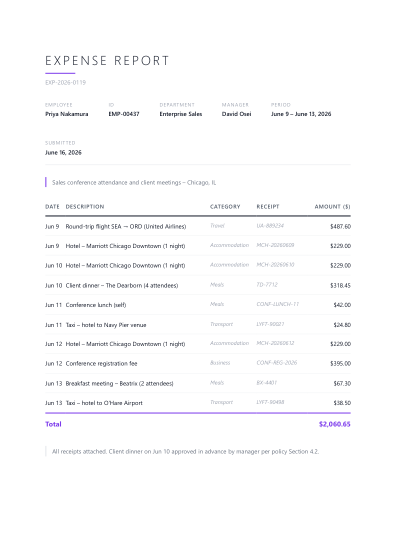 Expense report (minimal)