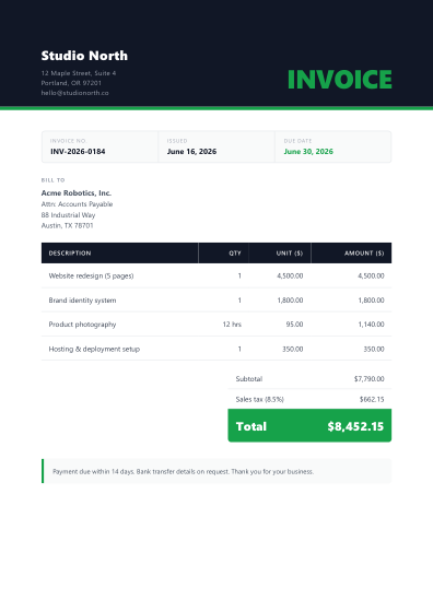 Invoice (bold)