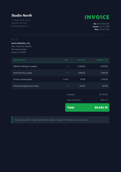 Invoice (dark)