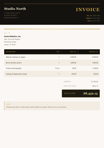 Invoice (luxe)