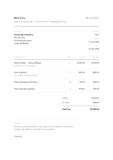 Minimal invoice