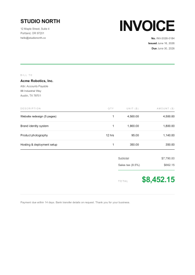 Invoice (swiss)