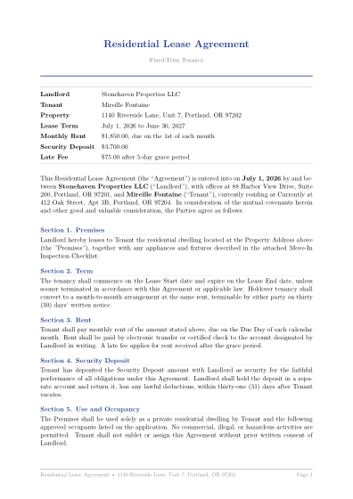 Lease agreement