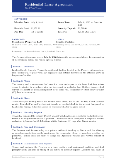 Lease agreement (modern)