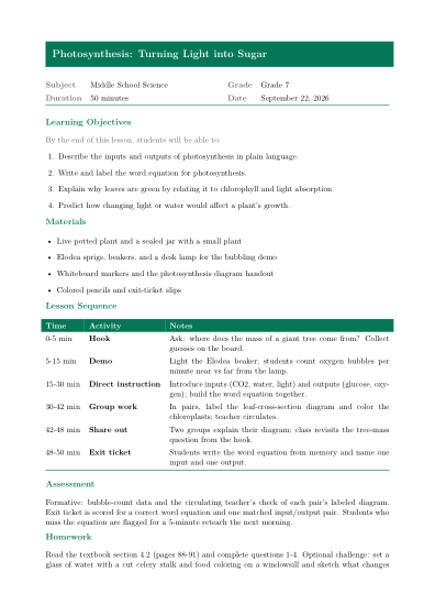 Lesson plan (modern)