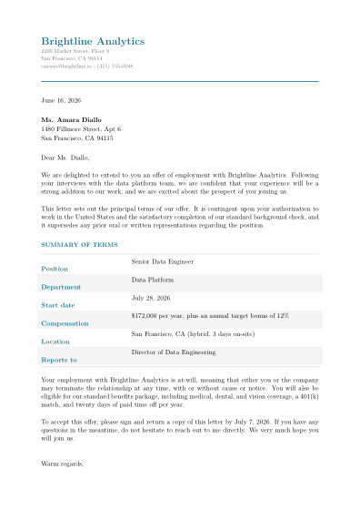 Offer letter