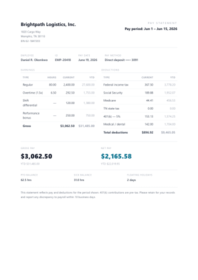 Payslip (minimal)