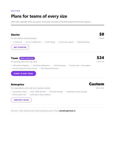 Price list (minimal)