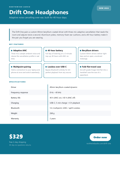 Product sheet (colorful)