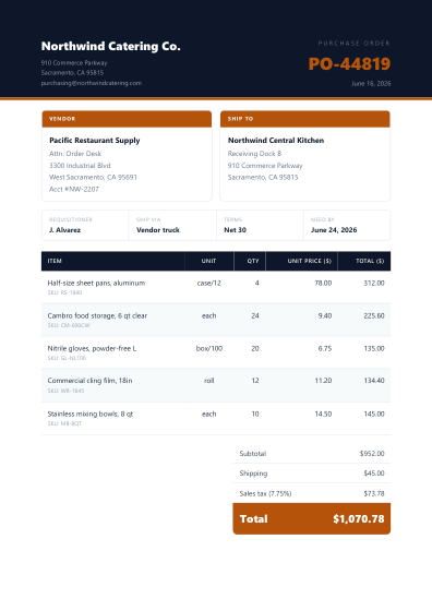 Purchase order (bold)