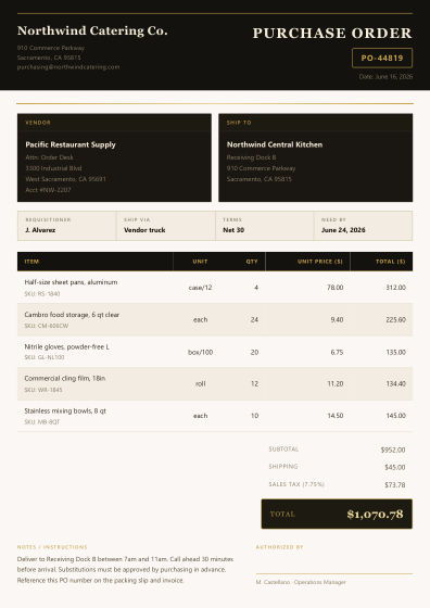 Purchase order (luxe)