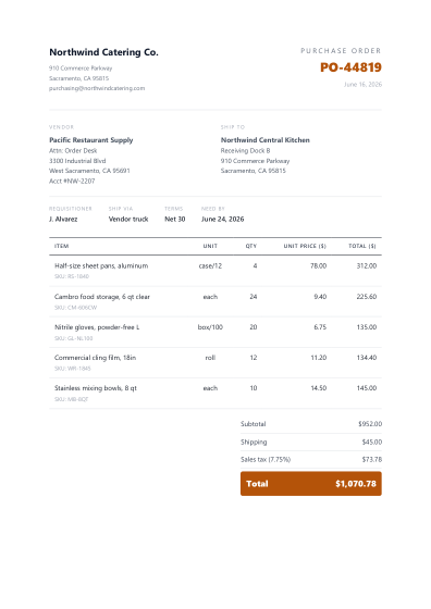 Purchase order (minimal)