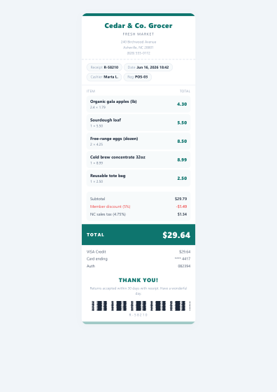 Receipt (colorful)