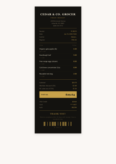 Receipt (luxe)