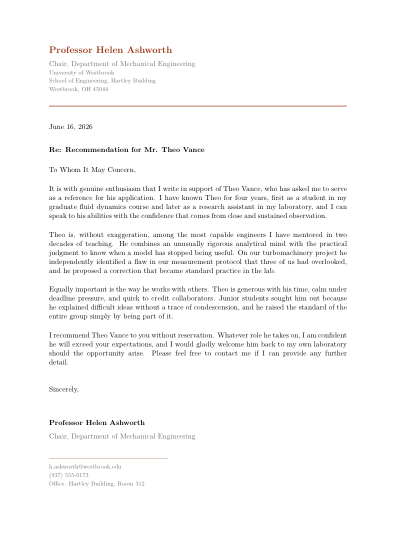Reference letter