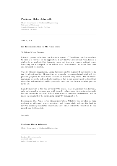 Reference letter (minimal)