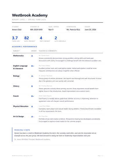 Report card (minimal)