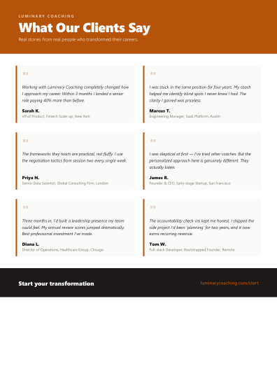 Testimonial sheet (bold)