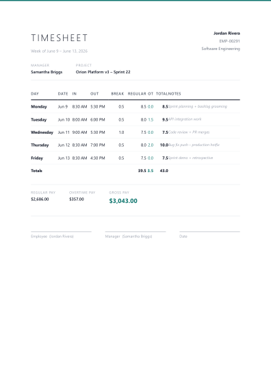 Timesheet (minimal)