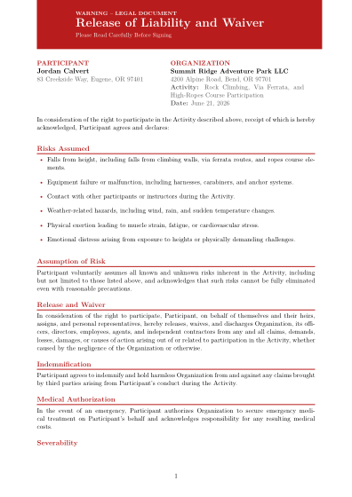 Waiver (bold)